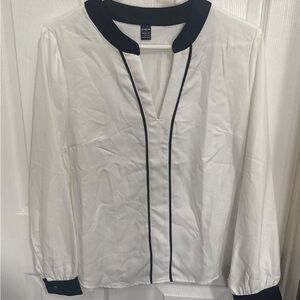 White Blouse with Black Trim